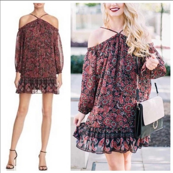 AQUA Floral Paisley Off The Shoulder Dress - NWT - Size M - Picture 1 of 9
